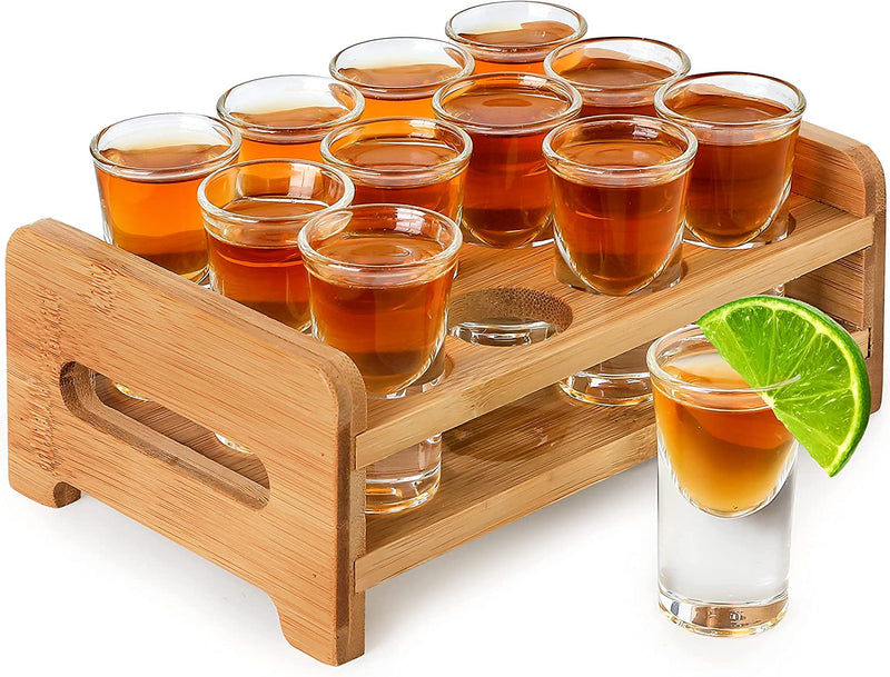 Gift Set-Shot Glasses and Holder Mini Shot Glasses Set 0.5Oz/15Ml Set of 12 Shot Glass Stand Tray Thick Base Clear Glass for Party Club Bar Home Restaurant Kitchen Barware Glassware Drinking Tool Home & Garden > Kitchen & Dining > Barware Supwinnet 12 Count (Pack of 1)  