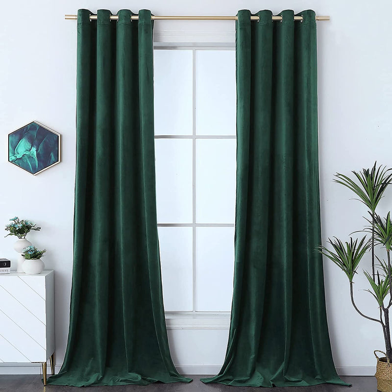 Timeper Burgundy Red Velvet Curtains for Theater - Home Décor Red Blackout Curtains Grommet Thermal Insulated Short Drapes for Studio / Master Bedroom, W52 X L63, 2 Panels Home & Garden > Decor > Window Treatments > Curtains & Drapes Timeper Dark Green W52 x L108 