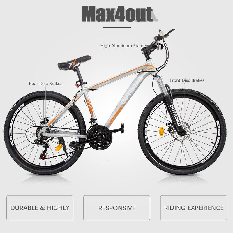 Max4Out Mountain Bike 20/26/27.5 Inch Wheel 7/21 Speed Mountain Bicycle for Men and Women, High Carbon Steel Frame Road Bike with Daul Disc Brakes Sporting Goods > Outdoor Recreation > Cycling > Bicycles Max4out   