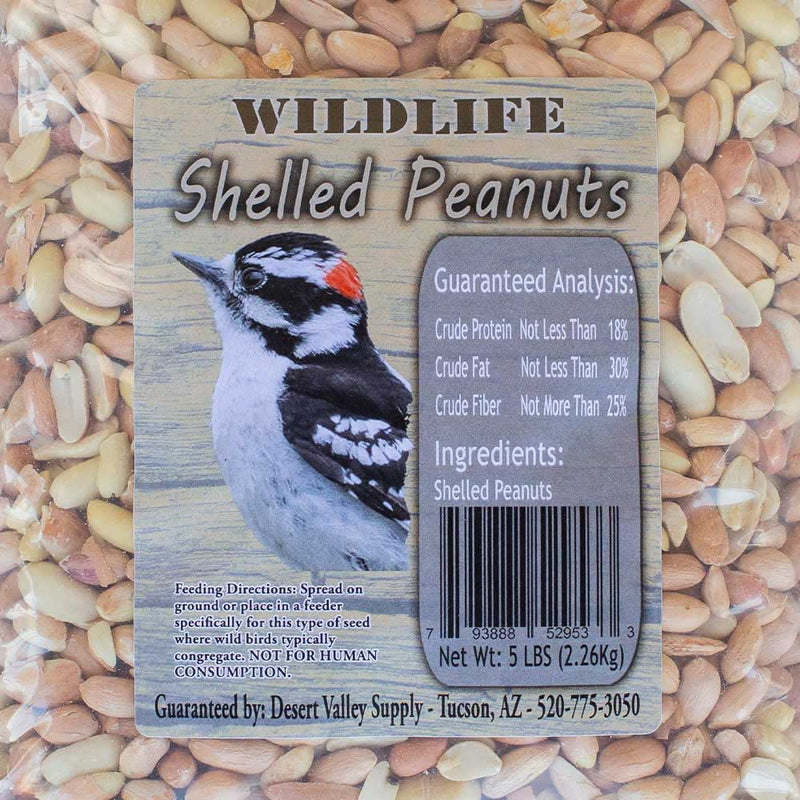 Desert Valley Premium Shelled Peanuts - Wild Bird - Wildlife Food, Squirrels, Cardinals, Jays & More (5-Pounds) Animals & Pet Supplies > Pet Supplies > Bird Supplies > Bird Food Desert Valley Supply   