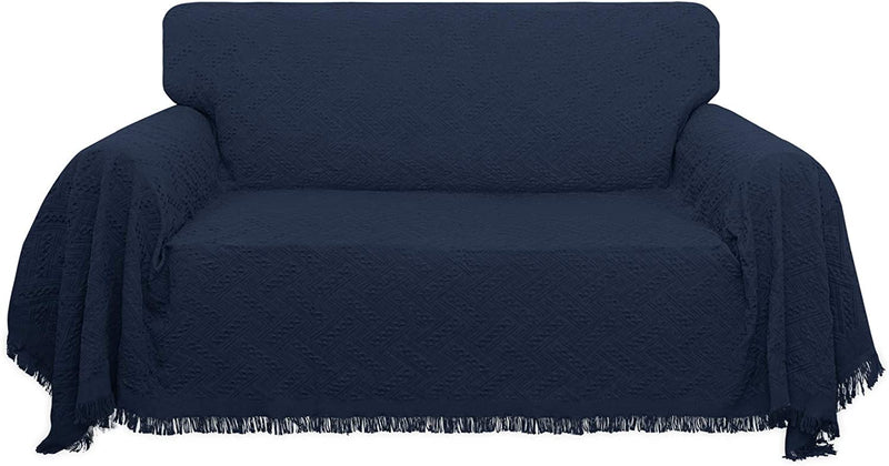 Easy-Going Geometrical Jacquard Sofa Cover, Couch Covers for Armchair Couch, L Shape Sectional Covers for Dogs, Washable Luxury Bed Blanket, Furniture Protector for Pets,Kids(71X 102 Inch,Ivory) Home & Garden > Decor > Chair & Sofa Cushions Easy-Going Navy Medium 