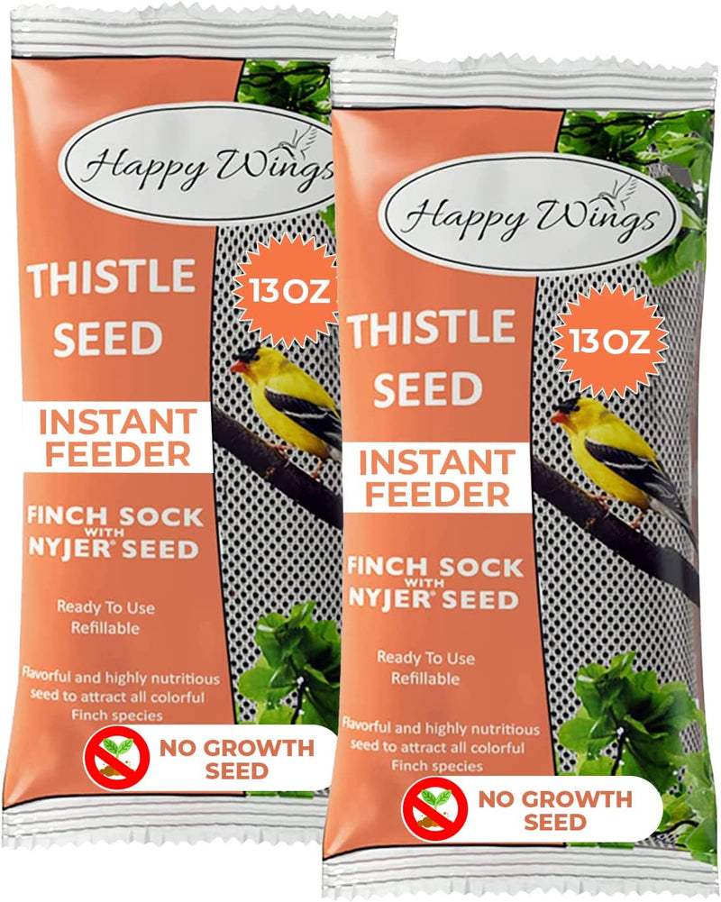 Happy Wings Nyjer/Thistle Seeds Wild Bird Food - (Pack of 2, 13 Ounce X 2) | Prefilled Sock | No Growth Seed | Bird Seeds for Wild Birds Animals & Pet Supplies > Pet Supplies > Bird Supplies > Bird Food ASA Agrotech 13 Ounce (Pack of 2)  