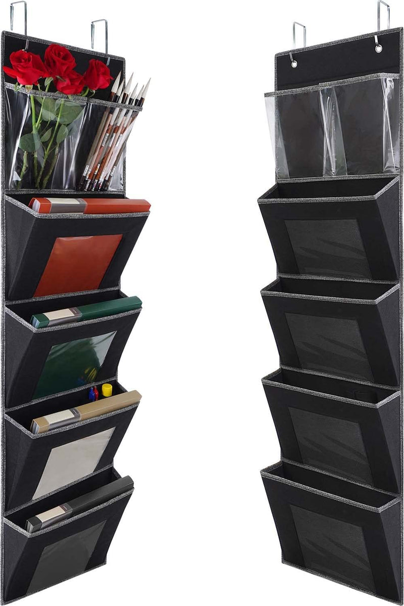 Heavy Duty over the Door File Organizer, Wall Mounted Hanging Wall File Organizer for File Folders, School Mailbox, Home/Office Papers (Black)