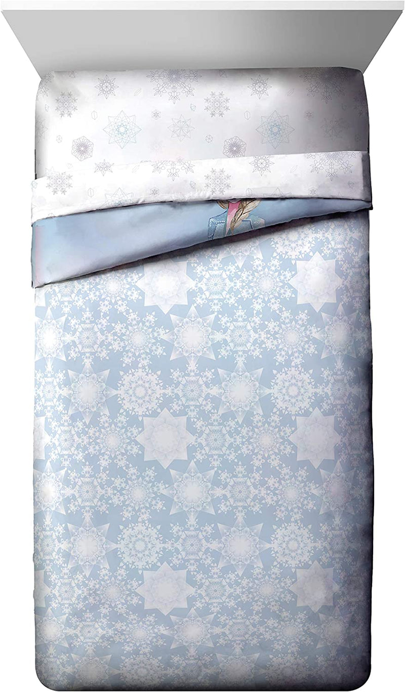 Jay Franco Disney Frozen 2 Elsa Color Block 5 Piece Twin Bed Set - Includes Reversible Comforter & Sheet Set Bedding - Super Soft Fade Resistant Microfiber - (Official Disney Product)