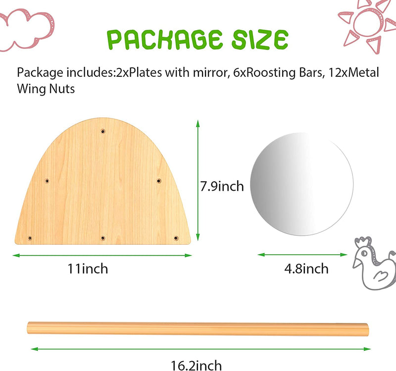 Ensayeer Bamboo Chicken Perch with Mirror, Strong Roosting Bar for Coop and Brooder, Training Perch for Large Bird, Hens, Parrots, Macaw, Easy to Assemble and Clean, Fun Toys for Chicken Animals & Pet Supplies > Pet Supplies > Bird Supplies Ensayeer   