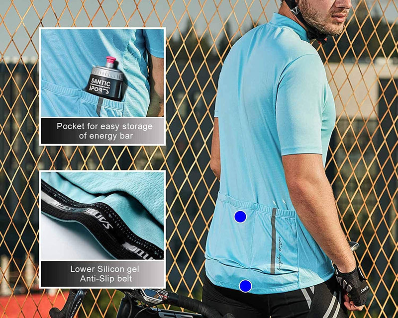 Santic Cycling Jersey Men Short Sleeve Bike Jersey with Three Pockets Breathable Quick Dry Biking Shirts Sporting Goods > Outdoor Recreation > Cycling > Cycling Apparel & Accessories Santic   