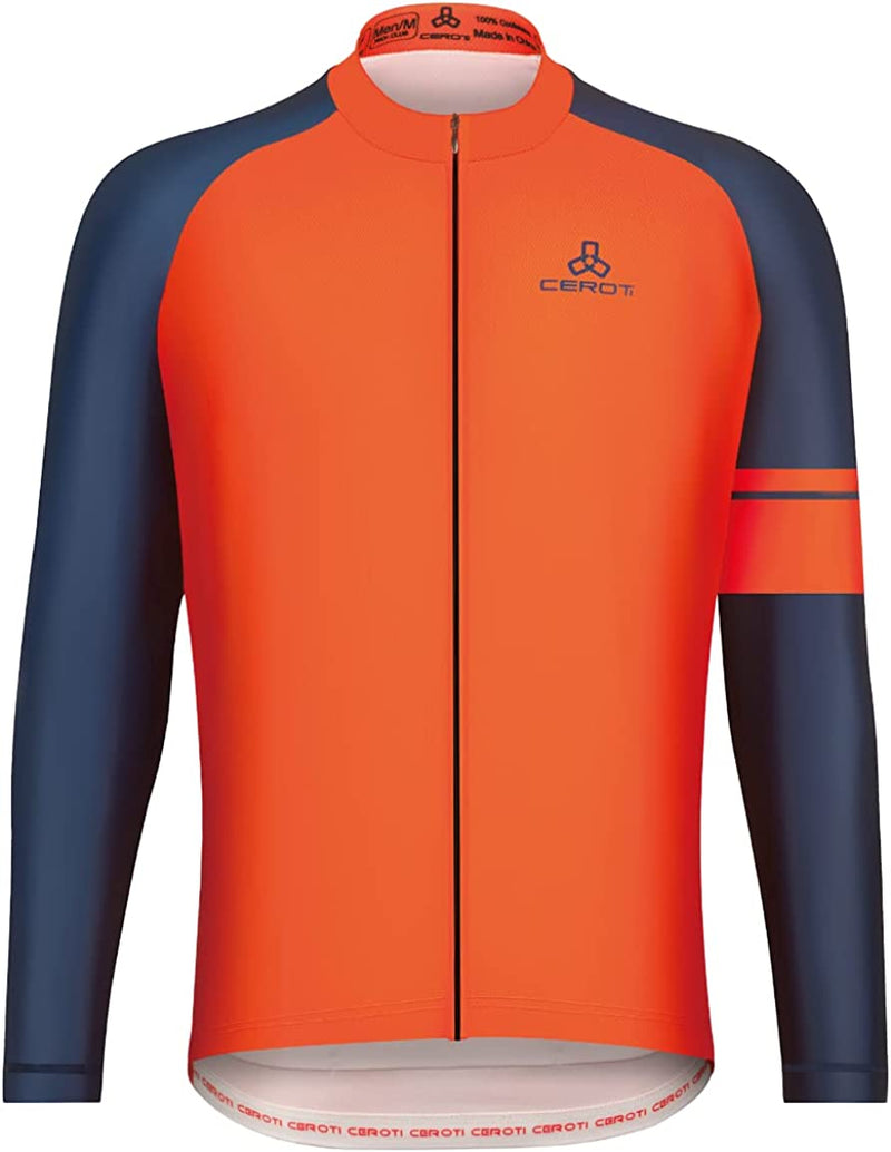 CEROTIPOLAR Standard Fit Cycling Bike Jerseys Fleeced, Fall Winter Long Sleeve Bicycle Jackets Sporting Goods > Outdoor Recreation > Cycling > Cycling Apparel & Accessories CEROTIPOLAR Standard Fit/Orange&navy Blue 4X-Large 