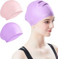 Tripsky Silicone Swim Cap for Long Hair | Swimming Cap for Women Men Teenager | Curved Bathing Cap Ideal for Curly Short Medium Long Thick Hair,Keep Your Hair Dry & Unchanged Sporting Goods > Outdoor Recreation > Boating & Water Sports > Swimming > Swim Caps Tripsky Purple&Pink 2 