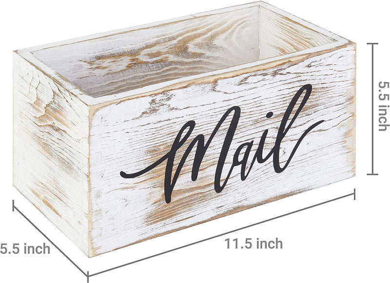 Mygift Whitewashed Wood Desktop Mail Holder Organizer Storage Box, Office Desk Organizer Bin with MAIL Script Design Home & Garden > Household Supplies > Storage & Organization MyGift   