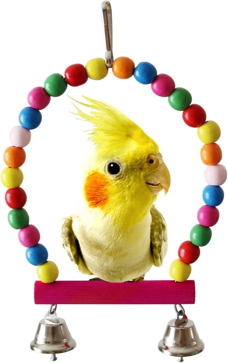 Mrli Pet Bird Swing Toys,Parrot Cage Toys Set Colorful Wood Bells and Wooden Hammock Perch for Budgie Lovebirds Conures Small Parakeet Animals & Pet Supplies > Pet Supplies > Bird Supplies Mrli Pet   