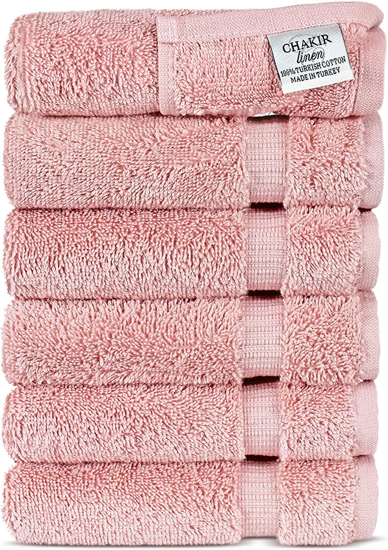 Luxury Spa and Hotel Quality Premium Turkish Cotton Washcloth Towel Set (Black) Home & Garden > Linens & Bedding > Towels Chakir Turkish Linens Pink  