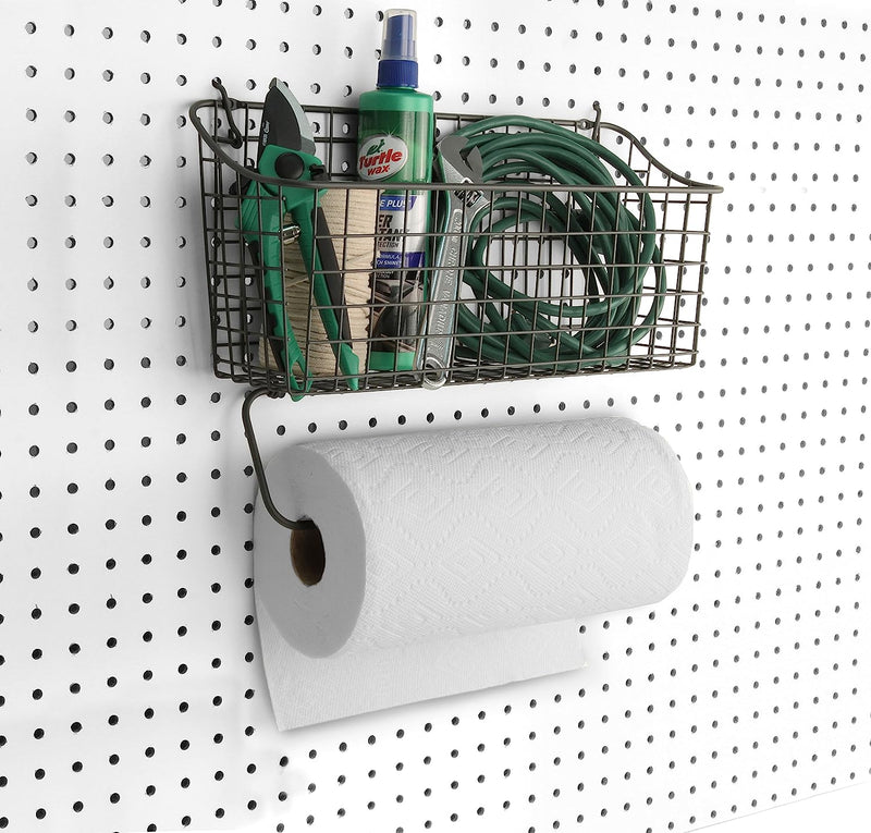 Spectrum Diversified Pegboard/Wall Mount Basket and Paper Towel Holder, 5.5" L X 15.25" W, Industrial Gray Sporting Goods > Outdoor Recreation > Fishing > Fishing Rods Spectrum Diversified Designs   