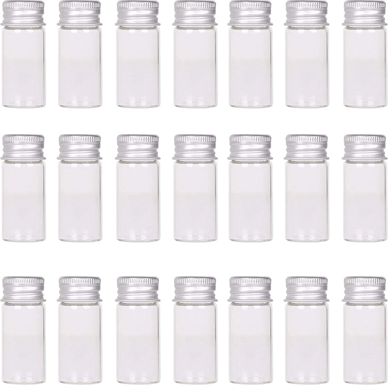Maxmau 24 Sets 10Ml Glass Vials Small Bottles Mini Tiny Jars with Aluminum Screw Caps Sealed Top Metal Lids Cover Clear Message Sample Bottle Storing Beads Wedding Favors Decorations DIY Crafts Home & Garden > Decor > Decorative Jars MaxMau   