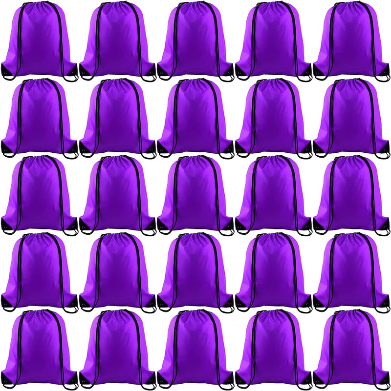 KUUQA 25Pcs Green Drawstring Backpack Bulk Drawstring Bags String Backpack Cinch Gym Backpack for Gym Sport Traveling Home & Garden > Household Supplies > Storage & Organization KUUQA Purple  