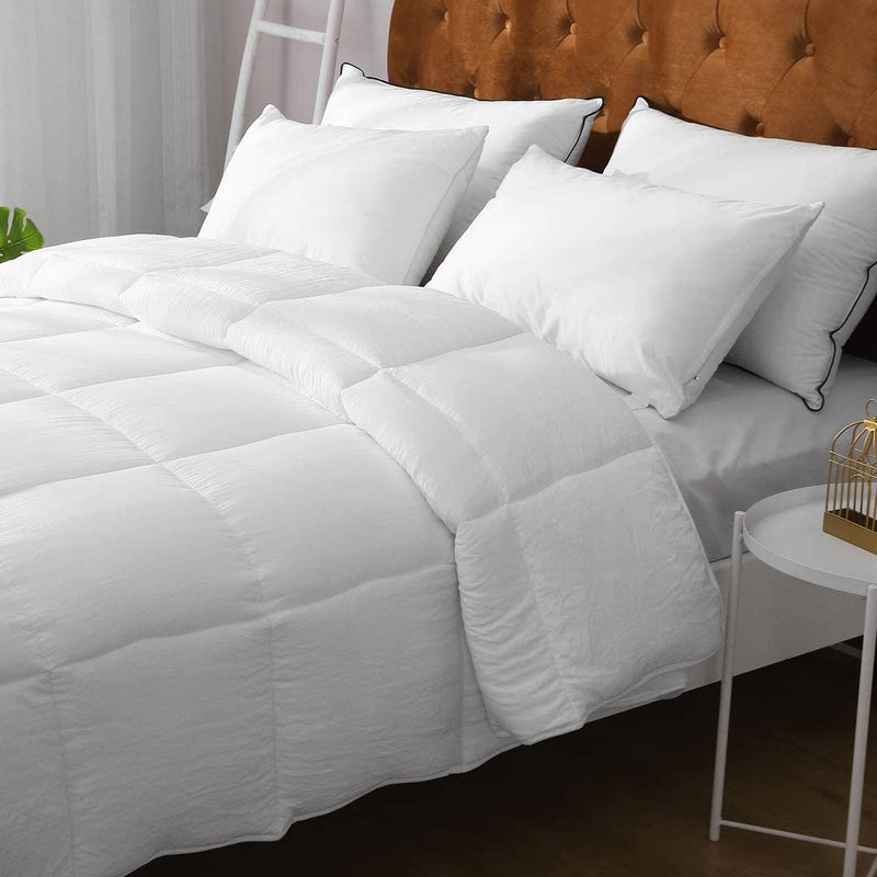 Dafinner Cotton down Alternative Comforter Full/Queen - Ultra-Soft Cotton Cover, All-Season Plush Cloud Breathable Microfiber Comforter Insert, White