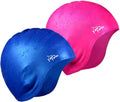 Swim Cap for Long Hair 2 Pack Thicker Design Solid Silicone Waterproof Swimming Caps for Woman Adults and Men Sporting Goods > Outdoor Recreation > Boating & Water Sports > Swimming > Swim Caps Cimkiz Blue+Pink  