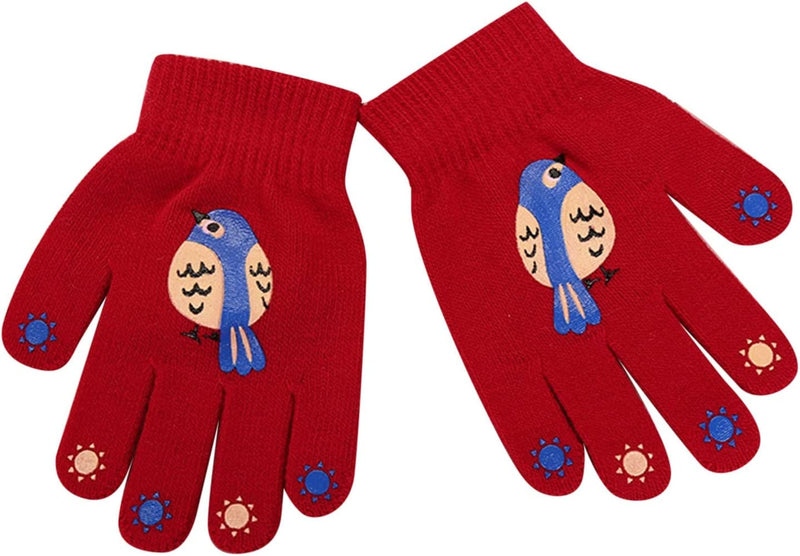 Gloves Mittens Convertible Winter Fashion Cute Animal Print Kids Hooded Knit Warm Finger Gloves Women Gloves Mitten Sporting Goods > Outdoor Recreation > Boating & Water Sports > Swimming > Swim Gloves Bmisegm Red One Size 