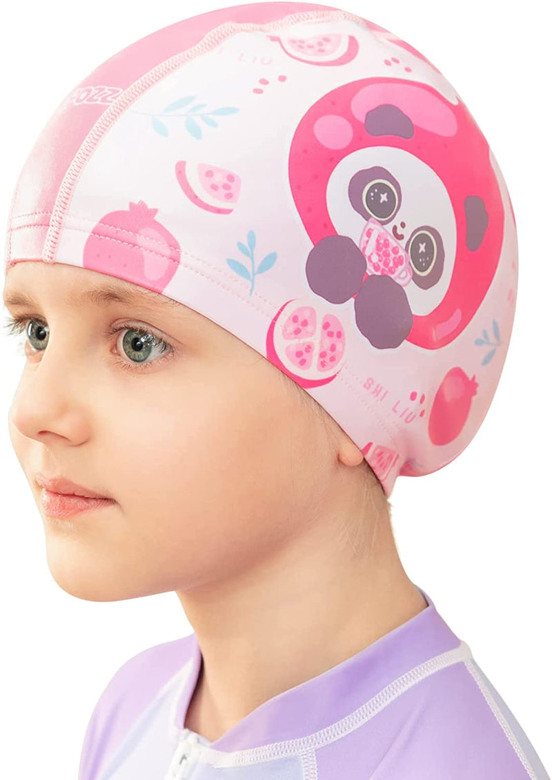 COPOZZ Swim Caps for Girls Boys, Quick Dry Fabric Kids Swimming Cap for Long and Short Hair, Spandex Swim Hats with High Elasticity for Age 5-12 Toddler Child Youth Sporting Goods > Outdoor Recreation > Boating & Water Sports > Swimming > Swim Caps COPOZZ Pomegranate  