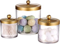 Premium Quality Plastic Apothecary Jars - Qtip Holder Bathroom Vanity Countertop Storage Organizer Canister Clear Acrylic for Cotton Swabs,Rounds, Balls,Makeup Sponges,Bath Salts / 2 Pack (Black) Home & Garden > Household Supplies > Storage & Organization SheeChung Gold 50oz.& 25oz.& 15oz. 