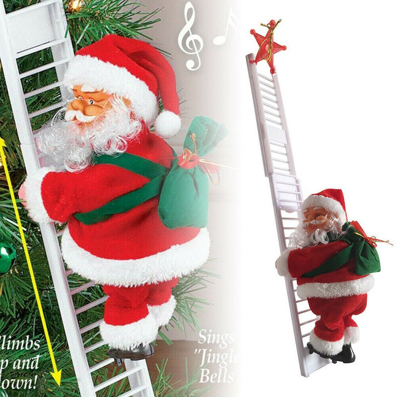 Electric Climbing Ladder Santa Claus Christmas Xmas Music Figurine Party Decor Home & Garden > Decor > Seasonal & Holiday Decorations& Garden > Decor > Seasonal & Holiday Decorations Actoyo White Ladder + Star  