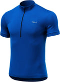TSLA Men'S Short Sleeve Bike Cycling Jersey, Quick Dry Breathable Reflective Biking Shirts with 3 Rear Pockets Sporting Goods > Outdoor Recreation > Cycling > Cycling Apparel & Accessories TSLA Cycle Short Sleeve Cobalt Blue Small 