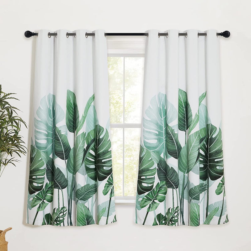 KGORGE Sheer Curtains 84 Inch Length - Crossweave Semi Sheer Curtains Tropical Leaves Pattern Half Translucent Window Drapes for Bedroom Living Room French Door, 2 Panels, W 50 X L 84 Home & Garden > Decor > Window Treatments > Curtains & Drapes KGORGE Polyester W52 x L63 | Pair 