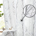 FMFUNCTEX Branch White Curtains 84” for Living Room Grey and Auqa Bluetree Branches Print Curtain Set Wrinkle Free Thick Linen Textured Semi-Sheer Window Drapes for Bedroom Grommet Top, 2 Panels Home & Garden > Decor > Window Treatments > Curtains & Drapes FMFUNCTEX Semi-sheer: White + Foil Silver 50" x 63" 