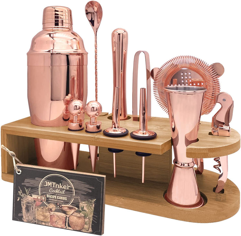 Cocktail Shaker Set with Stand Mixology Bartender Kit|Bar Tool for Drink Mixing, Cocktail Shaker Bar Accessories for Home Bar Set, Perfect for Apartment Essentials and House Warming Gifts New Home Home & Garden > Kitchen & Dining > Barware JMTnker 24oz-Copper  