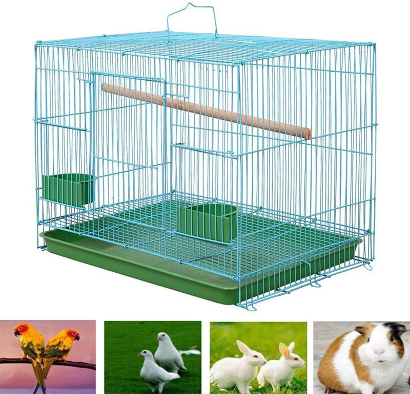 Wire Rectangular Small Cage for Small Birds and Canaries Rekord Equipped with Bird Standing Stick and 2 Semicircular Feeders Accessories Animals & Pet Supplies > Pet Supplies > Bird Supplies > Bird Cages & Stands Ruzida   