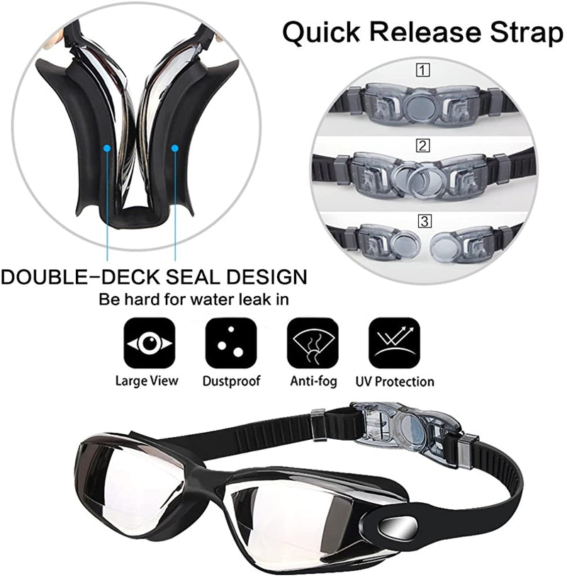 Swim Goggles Swimming Goggles No Leaking with Nose Clip, Earplugs and Case Sporting Goods > Outdoor Recreation > Boating & Water Sports > Swimming > Swim Goggles & Masks Hurdilen   