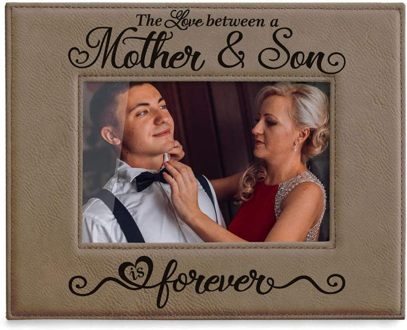 KATE POSH the Love between a Mother & Son Is Forever Engraved Leather Picture Frame, Mother of the Groom, Best Mom Ever, First Mother'S Day, Mommy & Me Gifts (4" X 6" Horizontal) Home & Garden > Decor > Picture Frames KATE POSH 4" x 6" Horizontal  