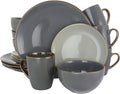 Elama round Stoneware Grand Collection Dinnerware Dish Set, 16 Piece, Assorted Solid Gray Home & Garden > Kitchen & Dining > Tableware > Dinnerware Elama Assorted Solid Gray 16 Piece 