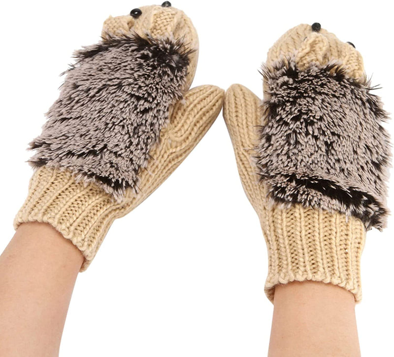 Ski Gloves Mittens Men Winter Fashion Warm Knitted Gloves Thickened and Velvet Head Gloves Mittens Combo with Pocket Sporting Goods > Outdoor Recreation > Boating & Water Sports > Swimming > Swim Gloves Bmisegm Beige One Size 