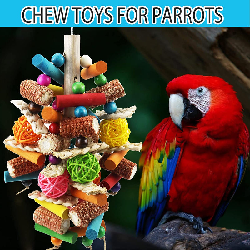 Kewkont Bird Toys, Parrot Toys for Large Birds, Natural Peppered Wood African Grey Parrots, Macaws, Cockatoos, Parrot Chew Toys, Aviary Hanging Toys Animals & Pet Supplies > Pet Supplies > Bird Supplies > Bird Toys Kewkont   