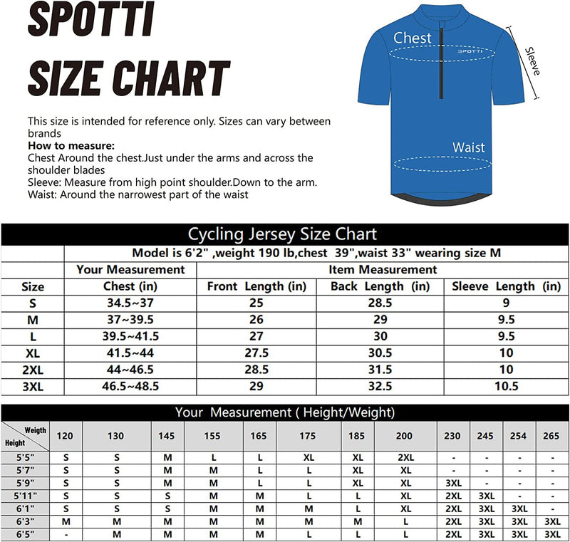 Spotti Men'S Cycling Bike Jersey Short Sleeve with 3 Rear Pockets- Moisture Wicking, Breathable, Quick Dry Biking Shirt Sporting Goods > Outdoor Recreation > Cycling > Cycling Apparel & Accessories Spotti   