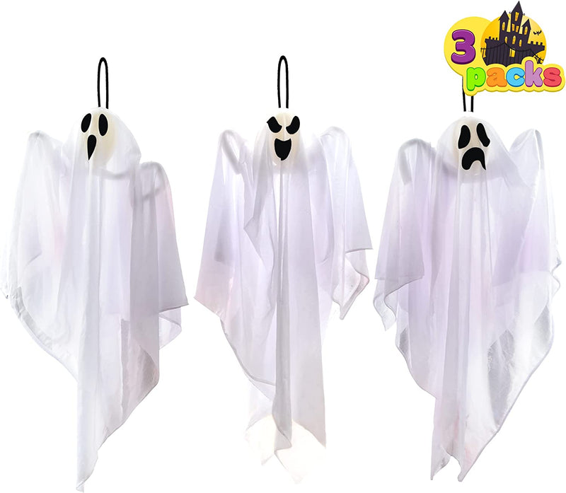 JOYIN 3 Pack Halloween Party Decoration 25.5" Hanging Ghosts, Cute Flying Ghost for Front Yard Patio Lawn Garden Party Décor and Holiday Decorations