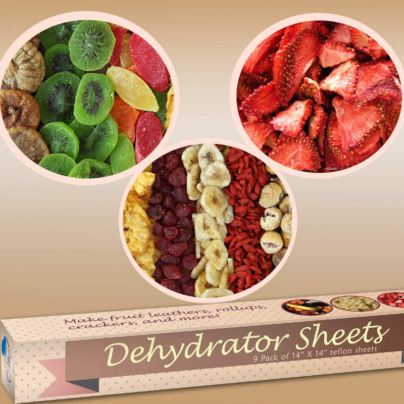 Chuzy Chef Set of 9 Dehydrator Sheets - Baking Mat Teflon Dehydrator Sheet - 14'' X 14'' Food Dehydrator Tray Liners Non Stick Sheets Baking Mat Food Dryer Sheet for Excalibur Home & Garden > Kitchen & Dining > Cookware & Bakeware Chuzy Chef   