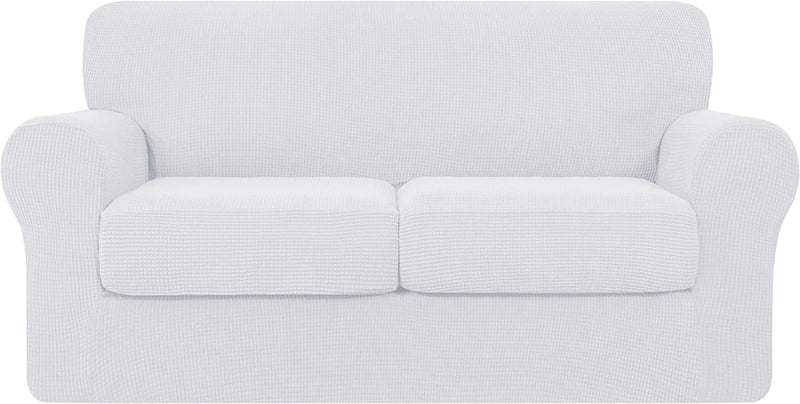Hokway Couch Cover for 2 Cushion Couch 3 Piece Stretch Sofa Slipcovers with Separate Cushion for 2 Seater Couch Furniture Covers for Kids and Pets in Living Room(Medium,Dark Blue) Home & Garden > Decor > Chair & Sofa Cushions Hokway White Medium 