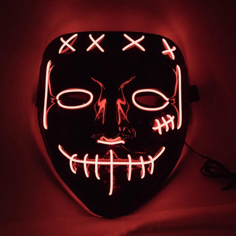 Halloween Mask LED Light up Scary Mask for Festival Cosplay Halloween Masquerade Costume Parties Black Apparel & Accessories > Costumes & Accessories > Masks EFINNY   