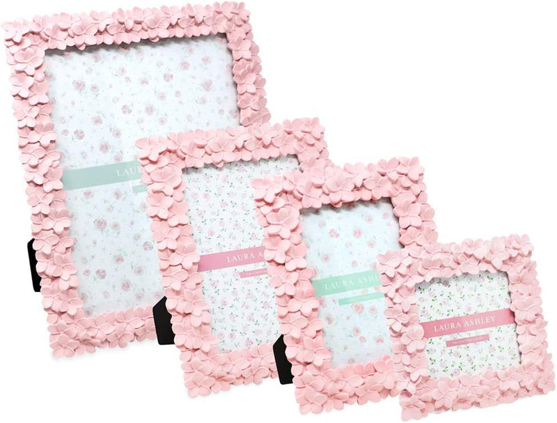 Laura Ashley 4X6 Pink Flower Textured Hand-Crafted Resin Picture Frame with Easel & Hook for Tabletop & Wall Display, Decorative Floral Design Home Décor, Photo Gallery, Art, More (4X6, Pink) Home & Garden > Decor > Picture Frames Laura Ashley   