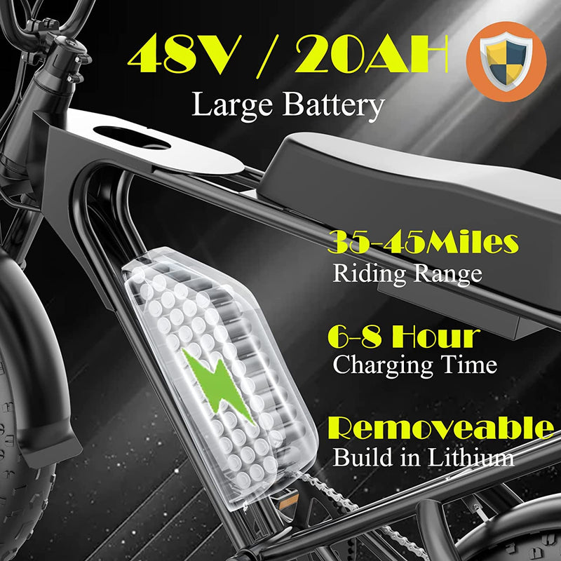 HYKAS Electric Bike for Adults, 20'' Fat Tire Electric Bicycle with 1200W Motor 34Mph 40Miles Long Range,Electric Mountain Commuter Ebike, Ship from US Sporting Goods > Outdoor Recreation > Cycling > Bicycles Huizhou City Taiqi Technology co., Ltd   