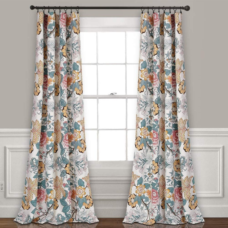 Lush Decor, Blue and Yellow Sydney Curtains | Floral Garden Room Darkening Window Panel Set for Living, Dining, Bedroom (Pair), 108” X 52 L Home & Garden > Decor > Window Treatments > Curtains & Drapes Lush Decor Blue and Yellow 108"L Panel Pair 