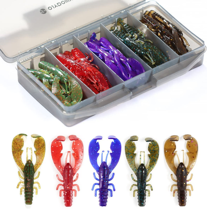Ned Rig Baits with Jig Heads Kit,Trd Soft Plastic Worms for Bass Fishing with Ned Rig Hooks 35/44Pcs Sporting Goods > Outdoor Recreation > Fishing > Fishing Tackle > Fishing Baits & Lures OJYDOIIIY Crawfish  