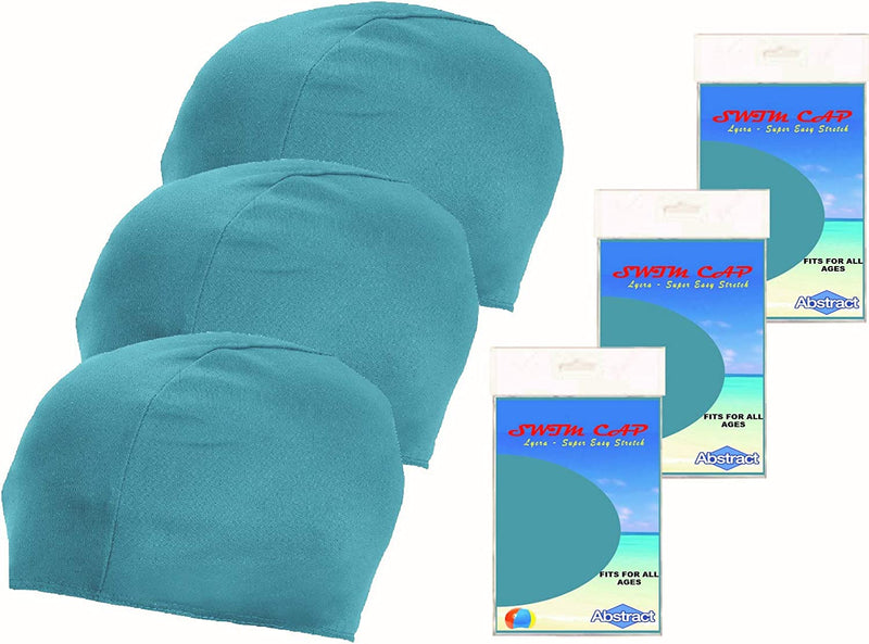 Swim Cap Comfortable Stretch/Spandex - Kids/Adults - Fits Kids with All Hair Length and Adult Short Hair Sporting Goods > Outdoor Recreation > Boating & Water Sports > Swimming > Swim Caps Abstract 3 PACK - BLUE  