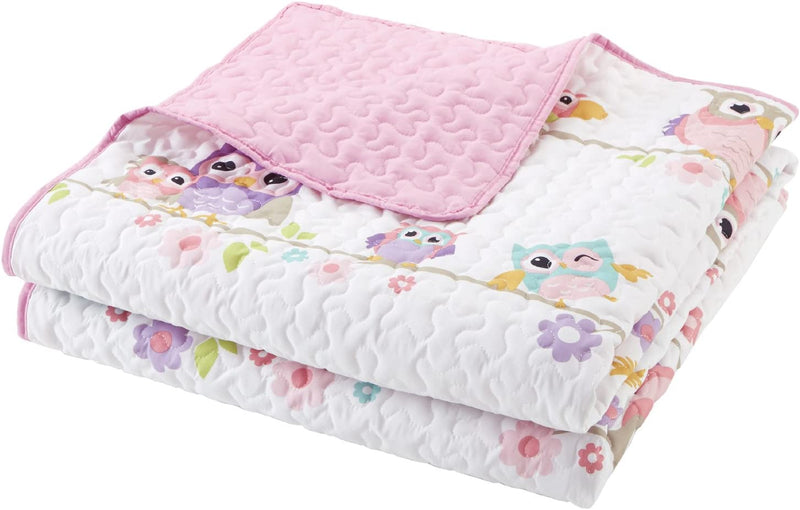 Comfort Spaces Quilt Set Novelty Design All Season Lightweight Coverlet Bedding Bedspread Kids, Teens Girls Bedroom Decor, Howdy Hoots Owl Pink, Twin/Twin XL, 2 Piece