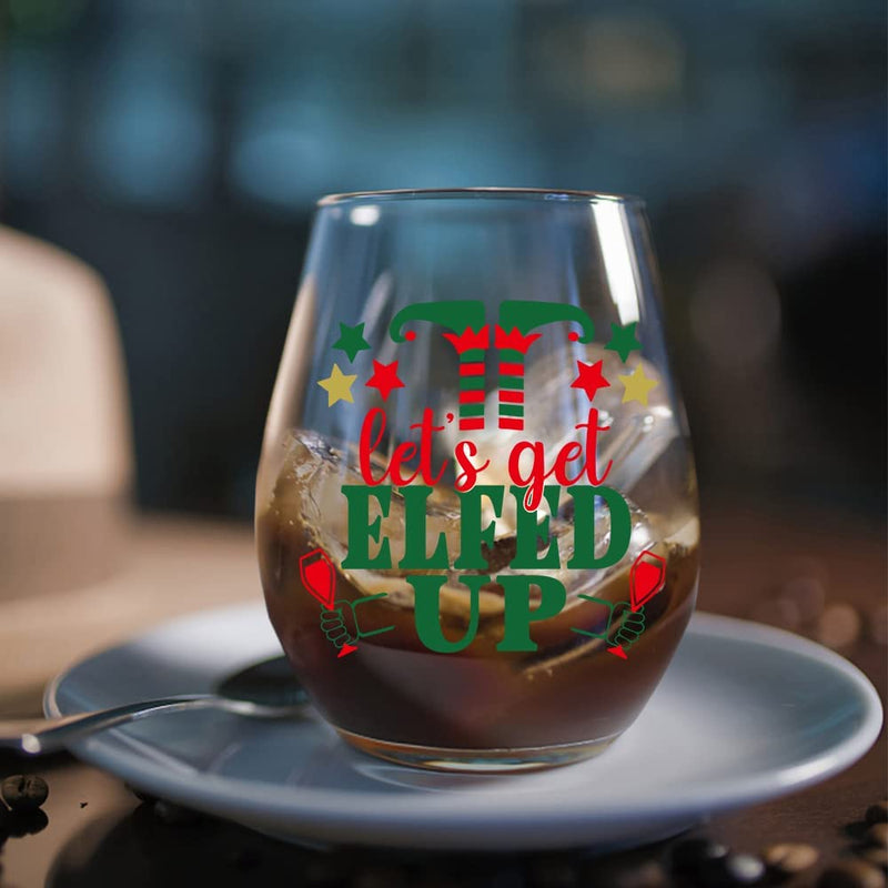 DYJYBMY Let'S Get Elfed up Wine Glass, Christmas New Year Gifts for Women, Christmas Wine Glass for Women Men Sister Friends, Wine Glass for Thanksgiving Christmas Wedding Party Home & Garden > Kitchen & Dining > Tableware > Drinkware DYJYBMY   