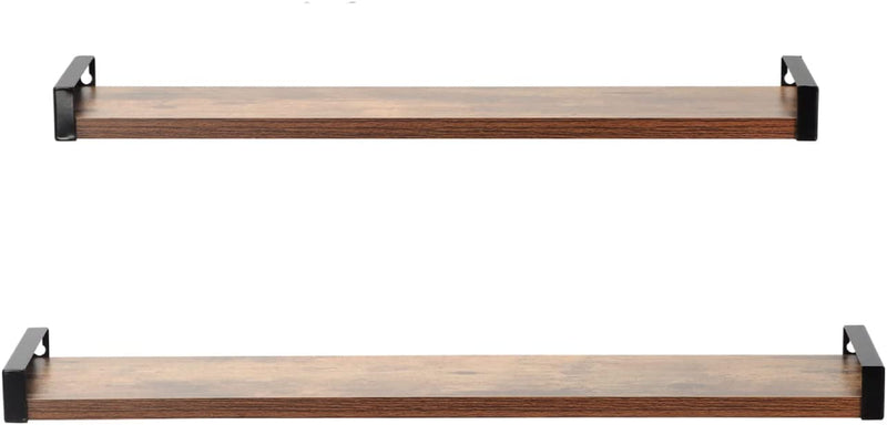Pemtow Floating Wall Shelves Set of 2, Sized 22.5” and 23.6”, Rustic Wood Storage Hanging Shelf for Bedroom Living Room Bathroom Kitchen Furniture > Shelving > Wall Shelves & Ledges Pemtow 23.6 Inch  