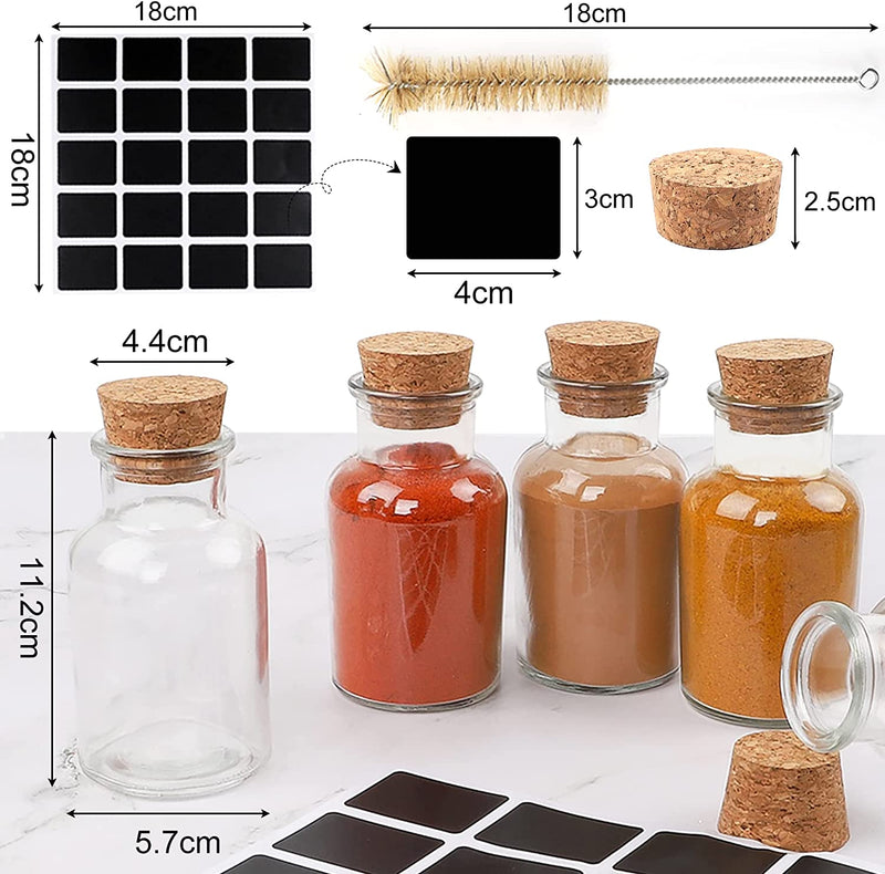 CUCUMI 12Pcs 150Ml Glass Spice Jars with Lids Reusable Glass Spice Bottles with Cork, 100Pcs Blank Square Stickers 1Pcs Test Tube Brush for Storing Tea Herbs and Spices Home & Garden > Decor > Decorative Jars CUCUMI   