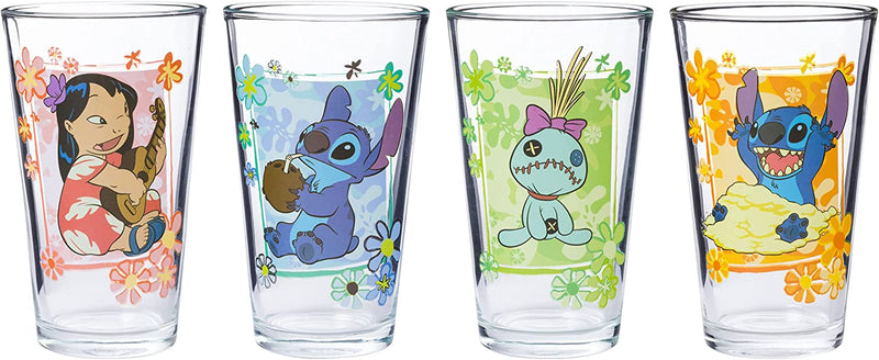 Silver Buffalo Lilo and Stitch Poses 4-Pack Mini Glass Set, 1.5 Ounces Home & Garden > Kitchen & Dining > Tableware > Drinkware Silver Buffalo Stitch Tropical Panel 16 ounces 
