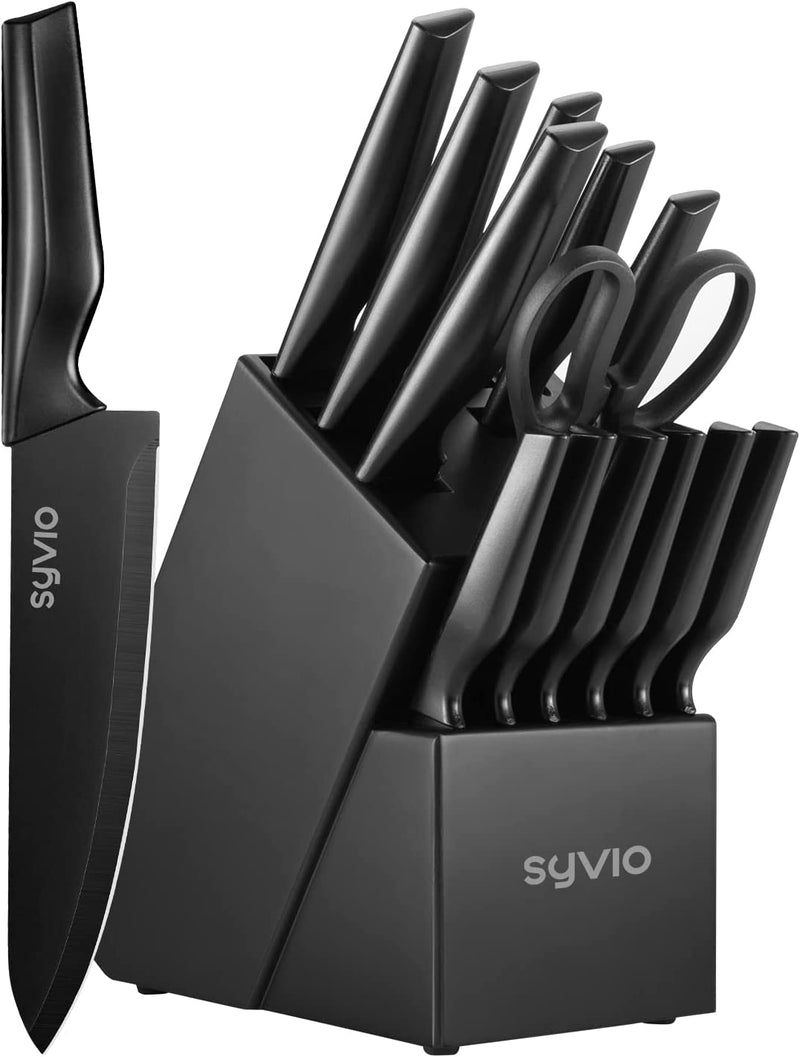 Syvio Knife Sets for Kitchen with Block, Kitchen Knife Sets 14 Piece with Built-In Sharpener, Kitchen Knives for Chopping, Slicing, Dicing&Cutting Home & Garden > Kitchen & Dining > Kitchen Tools & Utensils > Kitchen Knives syvio   
